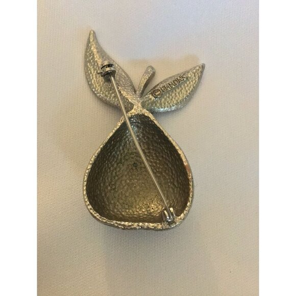 Vintage Signed EMMONS Goldtone Textured PEAR Shape Pin Brooch - Picture 4 of 9